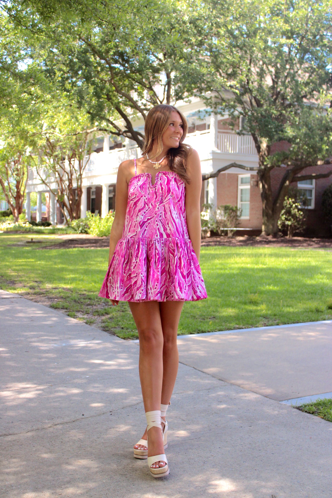 strapless open back dress Pink Cross Front Keyhole Top Beaded Fringe Mini Dress