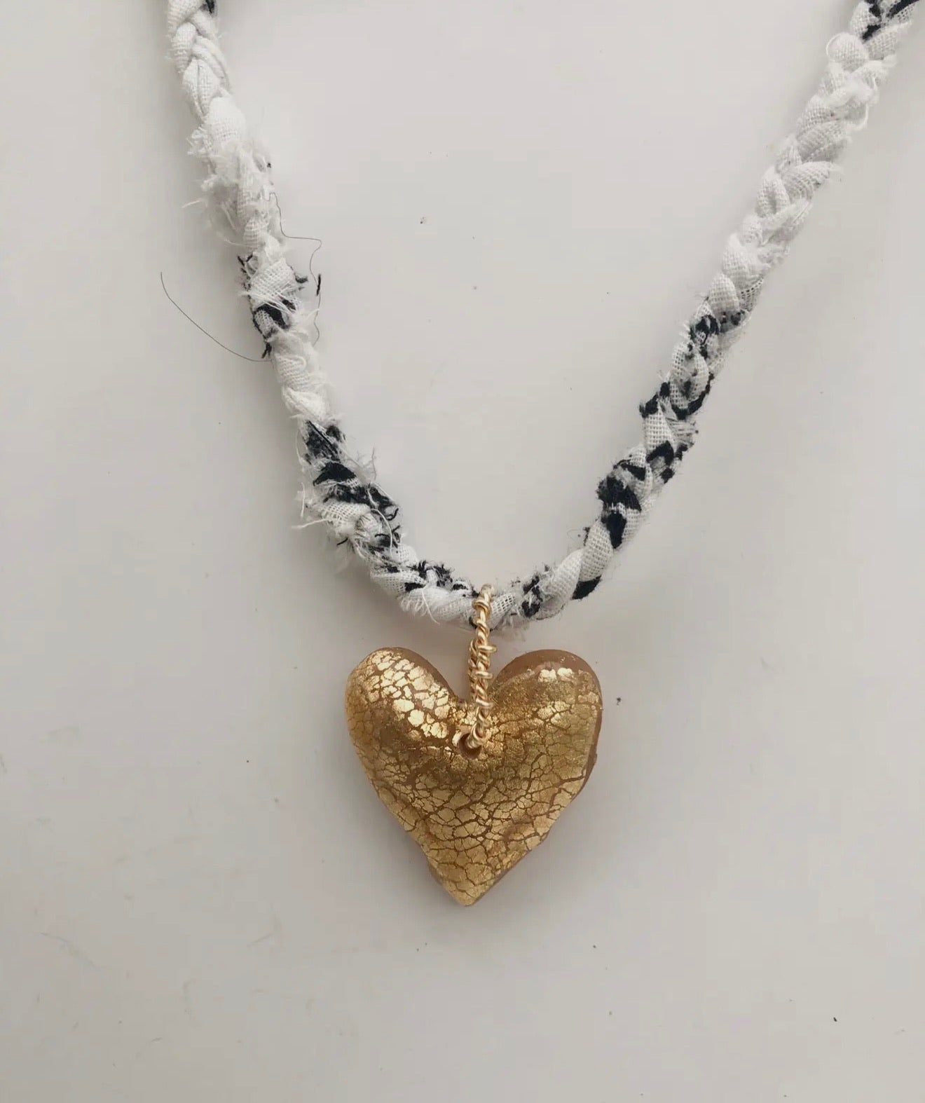 White Bandana Heart Necklace