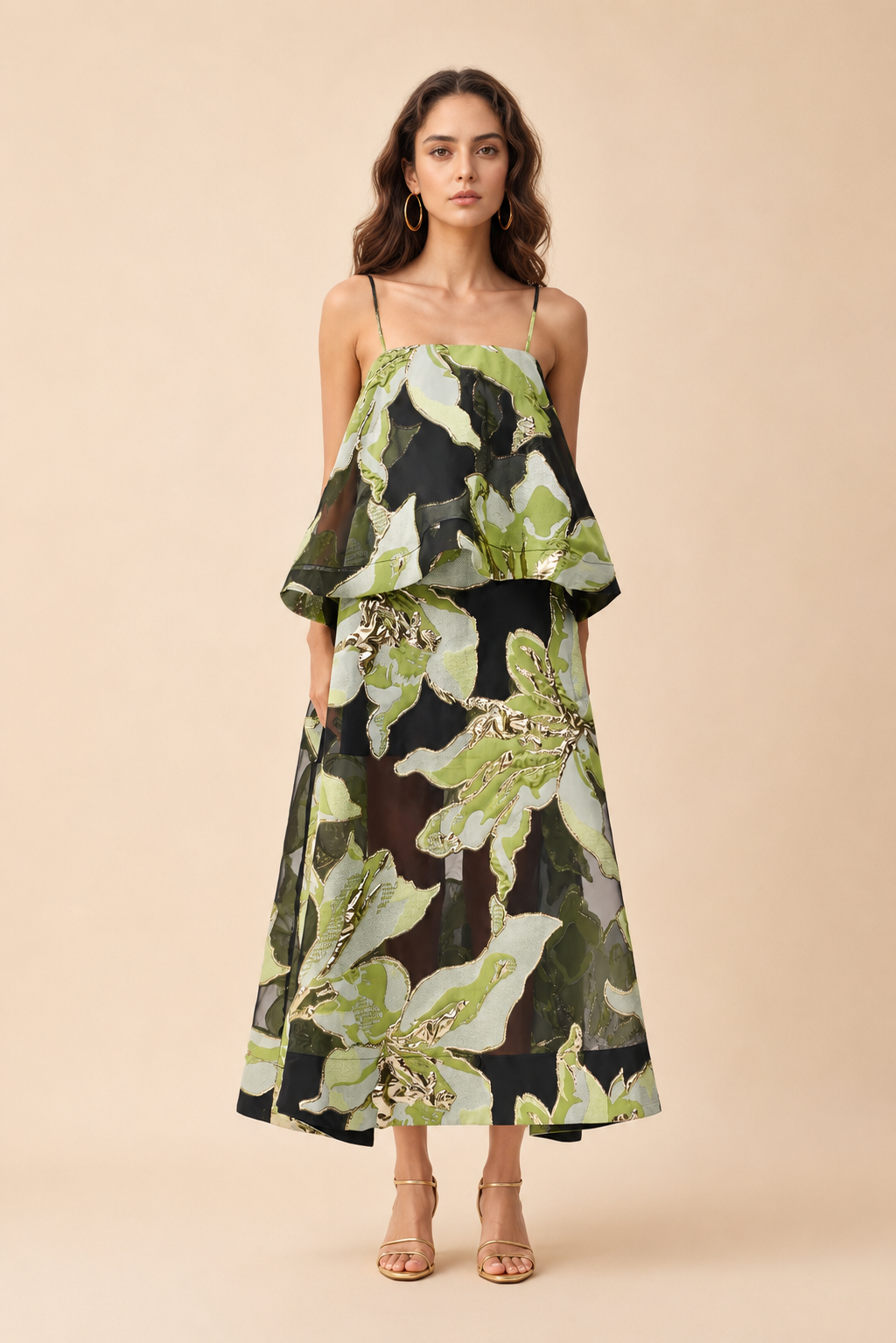 Olive Floral Maxi Set