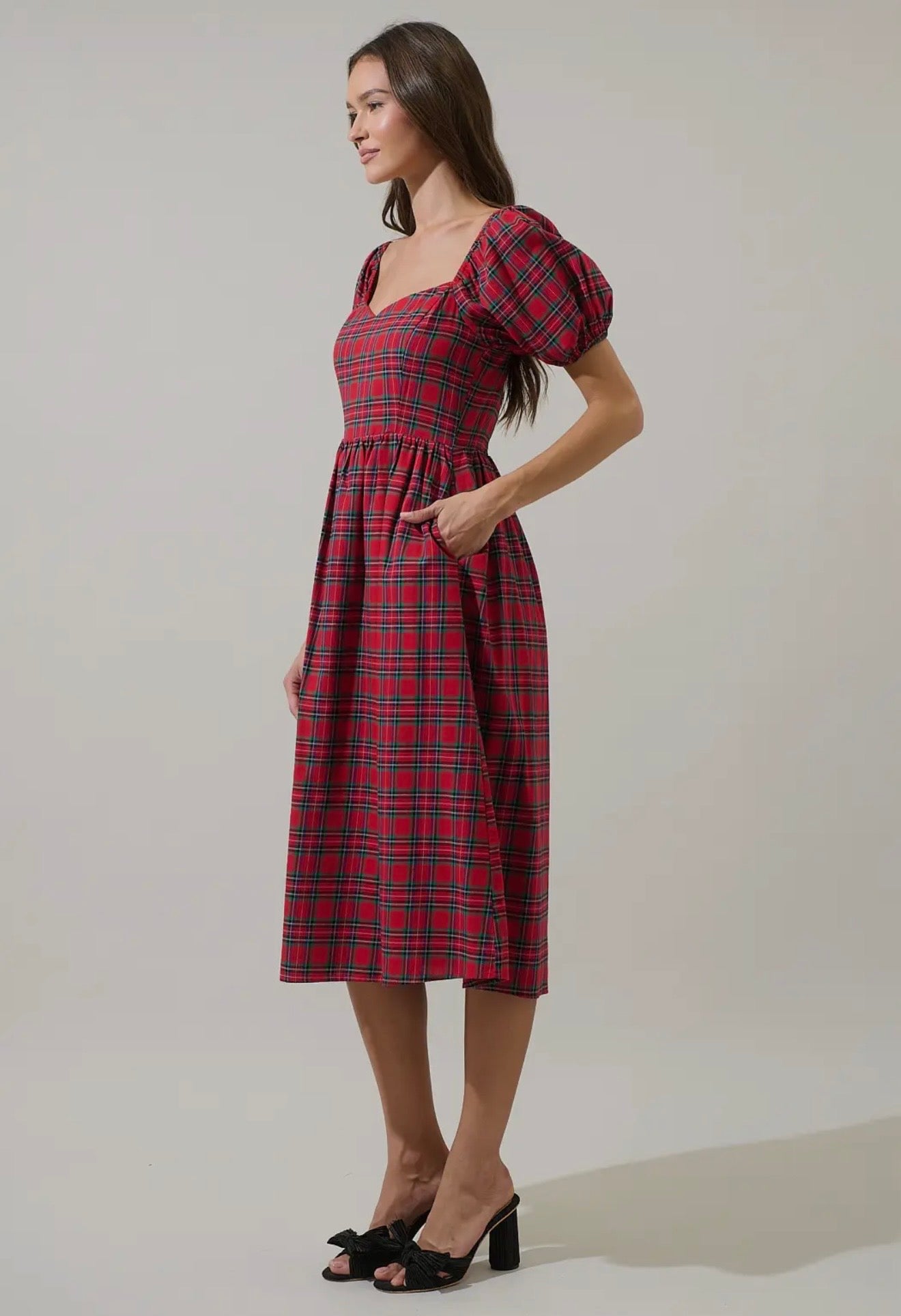 Lauren Plaid Midi Dress