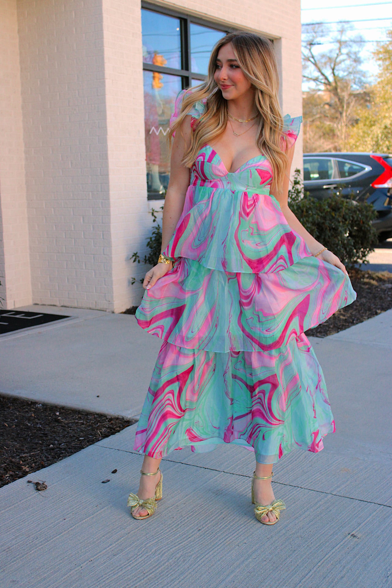 fitted lace wedding dress Cotton Candy Swirl Maxi