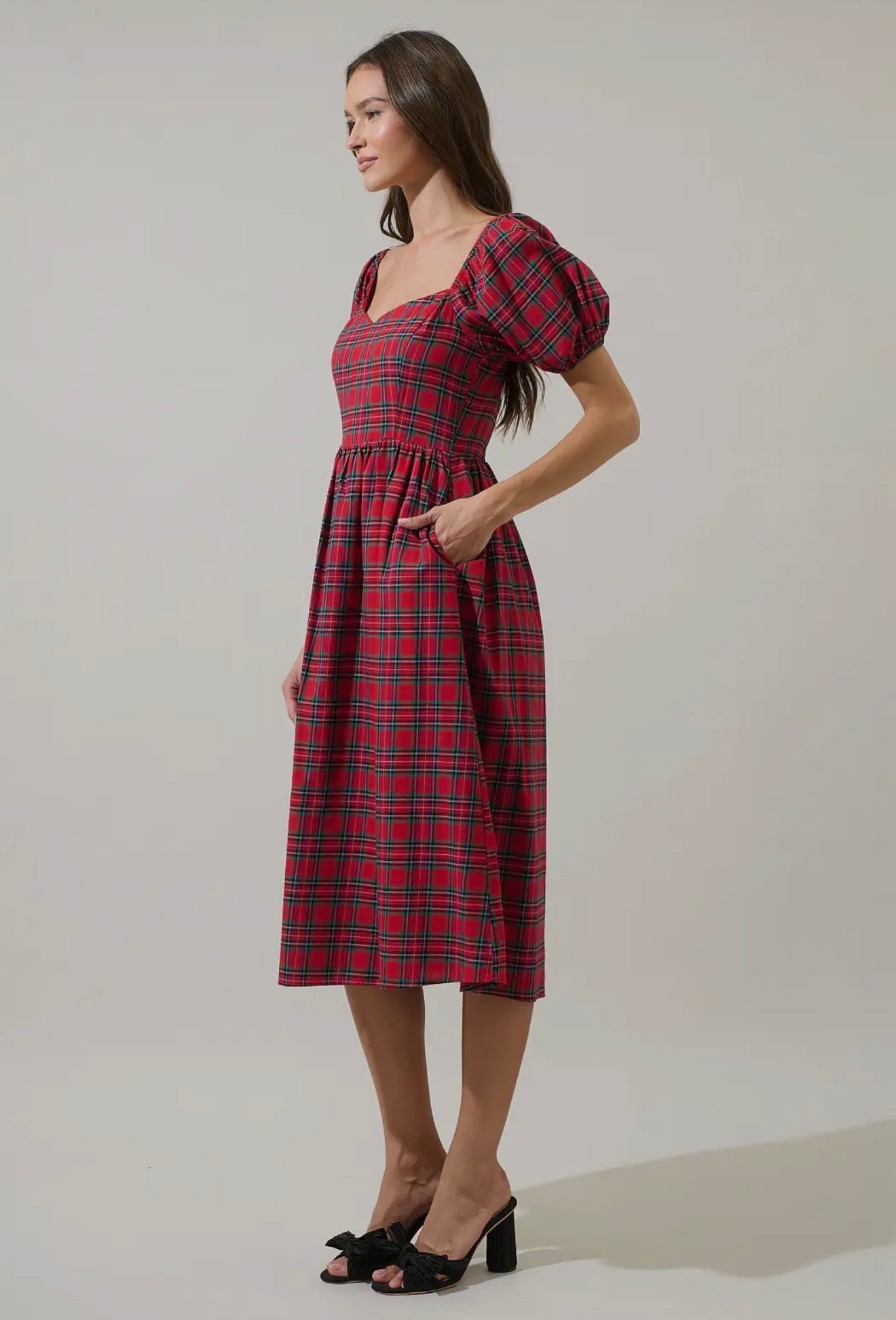 Lauren Plaid Midi Dress