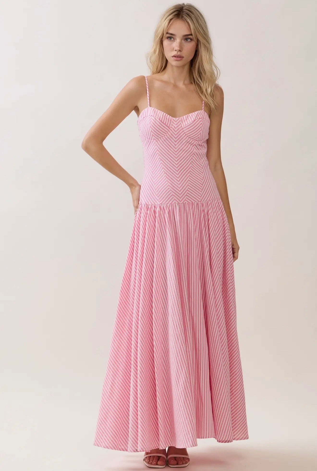 Pretty In Pinstripes Maxi Dress