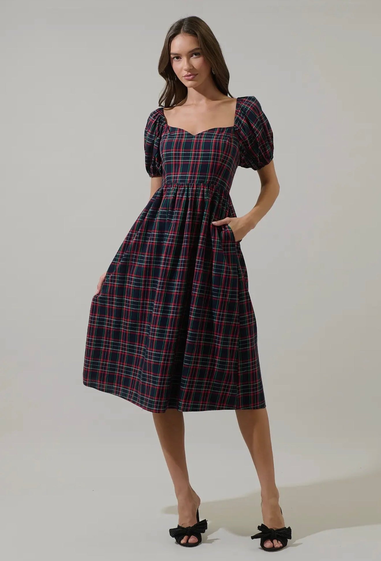 Lauren Plaid Midi Dress
