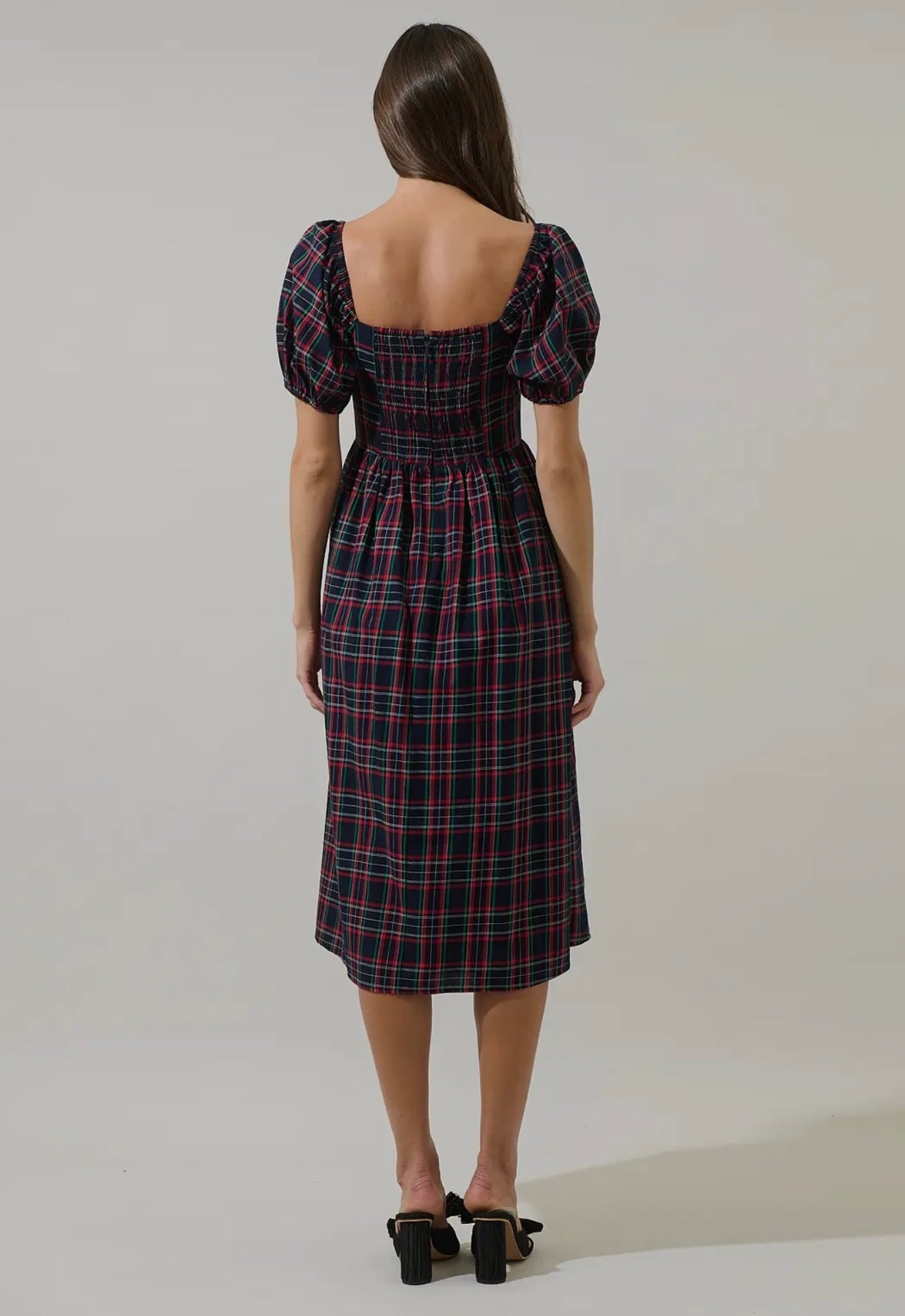 Lauren Plaid Midi Dress