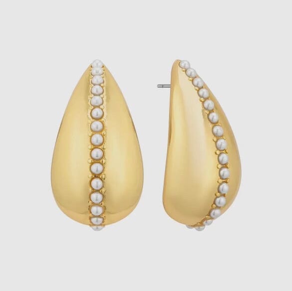 Pearl and Gold Teardrop Studs Jewelry