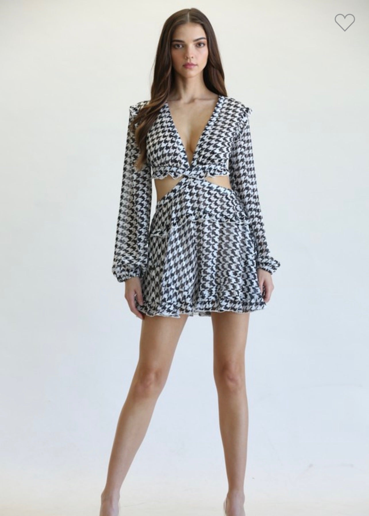 Houndstooth Cut Out Dress Dresses