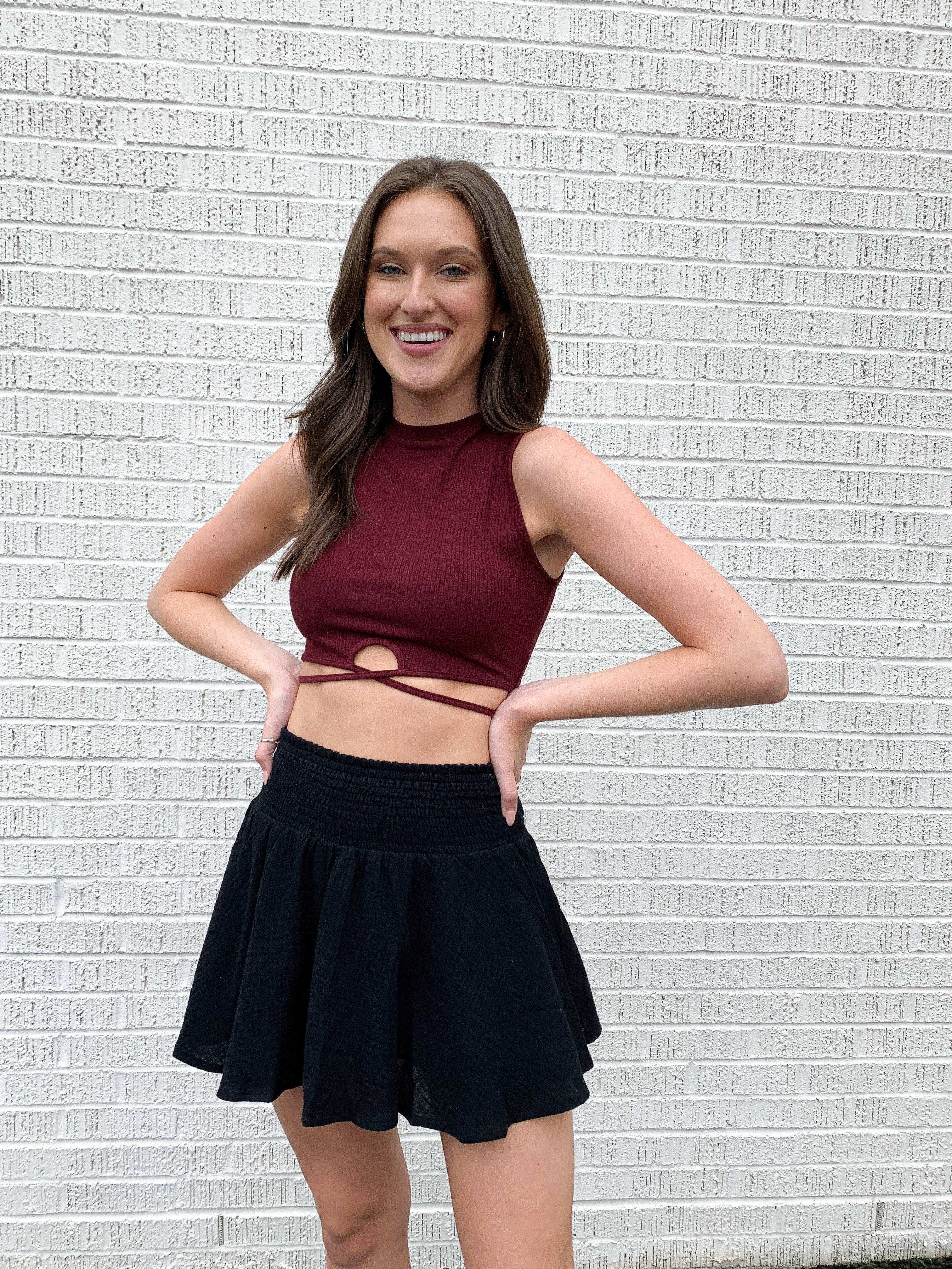 Karlie Black Gauze Smock Skort Bottoms