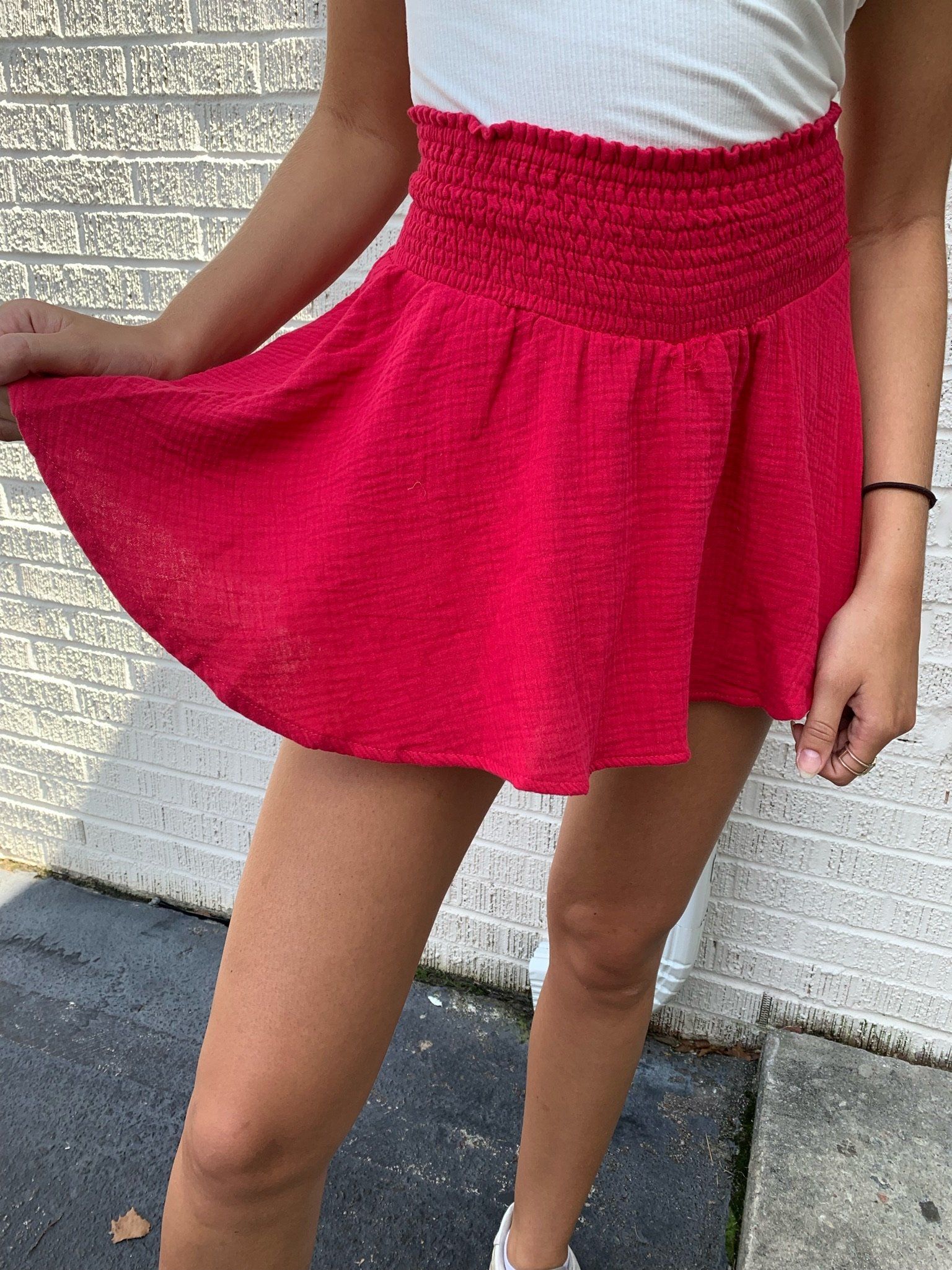 Karlie Red Smock Waist Skort Bottoms