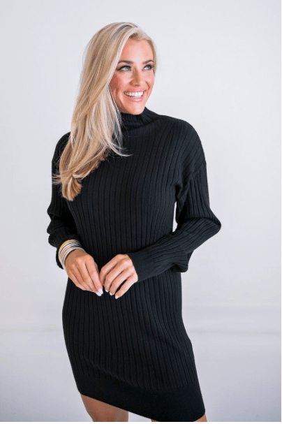 Karlie Ribbed Sweater Dress Dresses