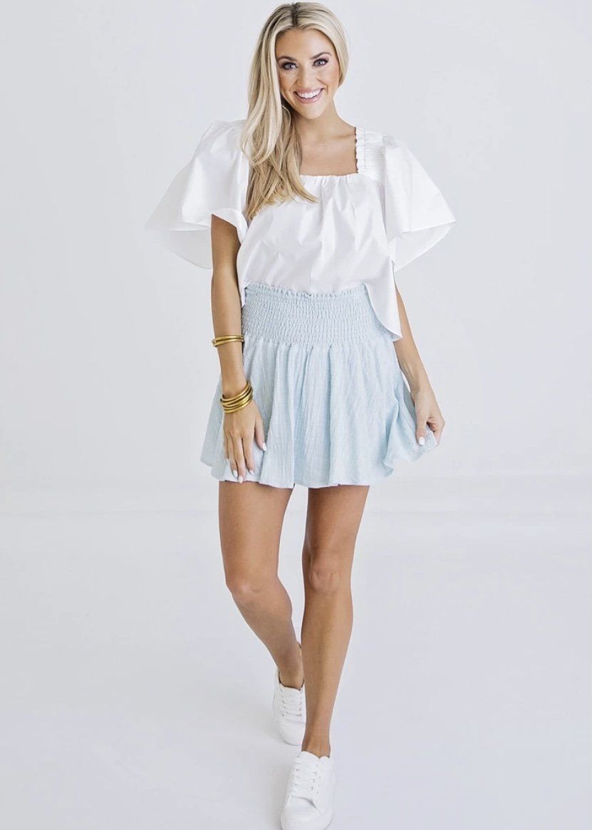 Karlie Seafoam Gauze Linen Skort Bottoms