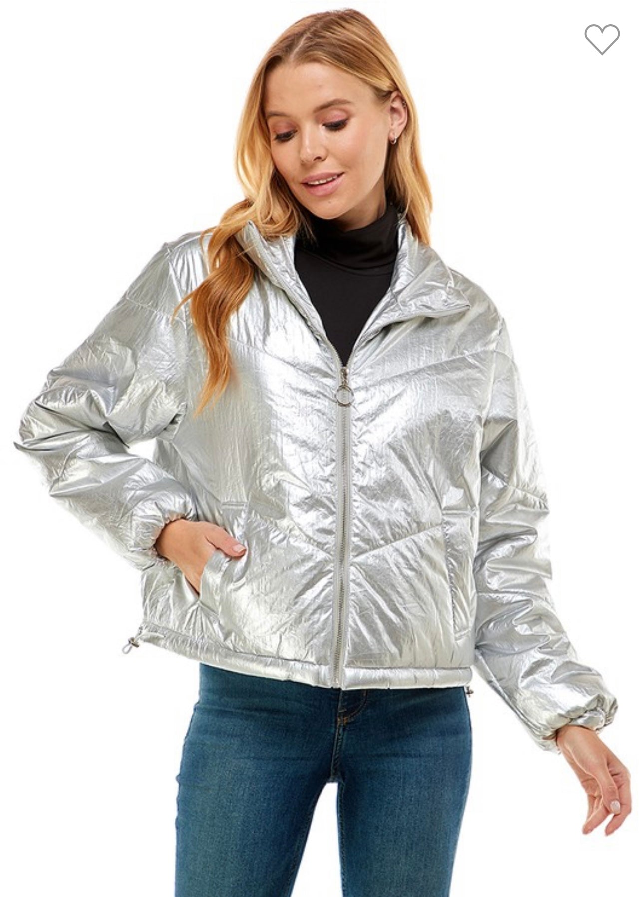 Majestic Metallic Puffer Jacket Tops