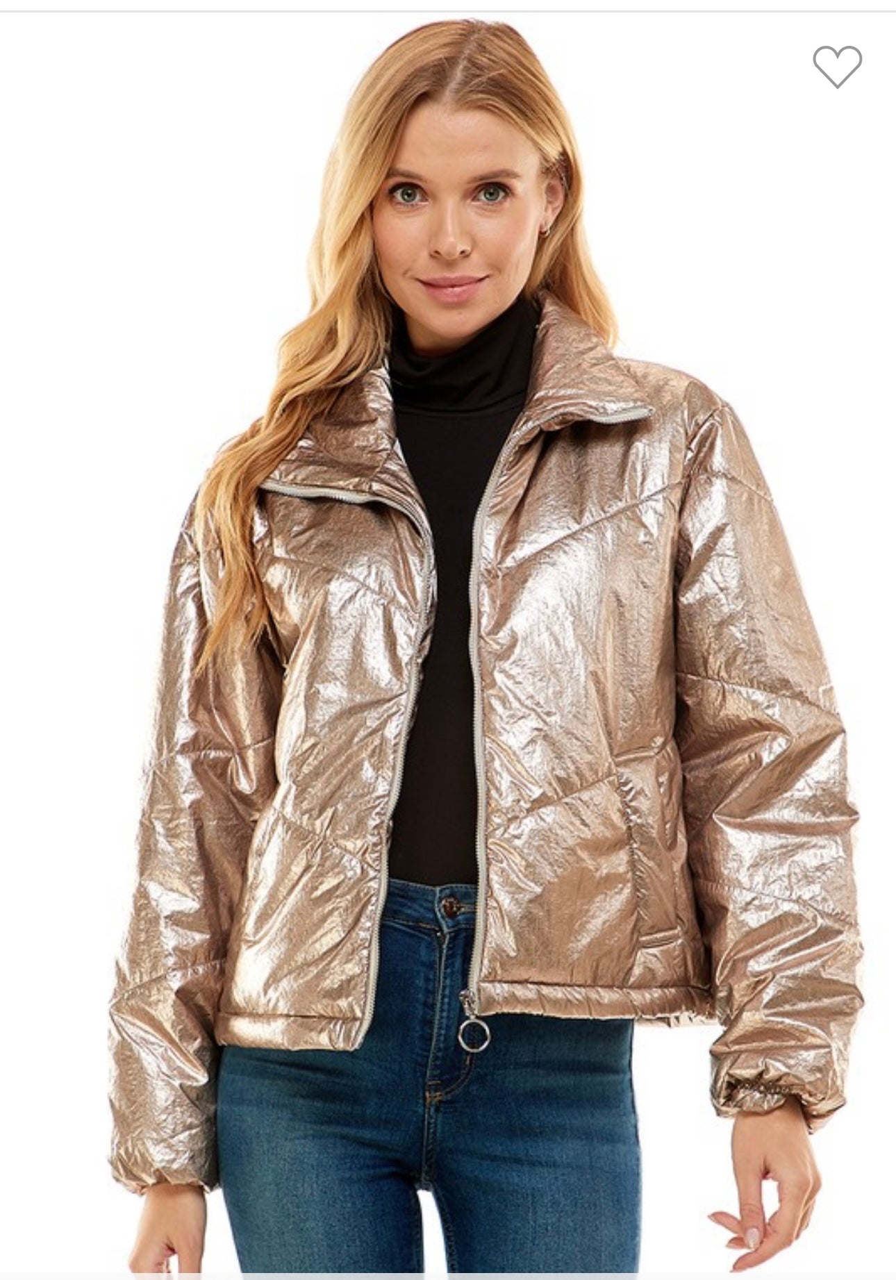 Majestic Metallic Puffer Jacket Tops