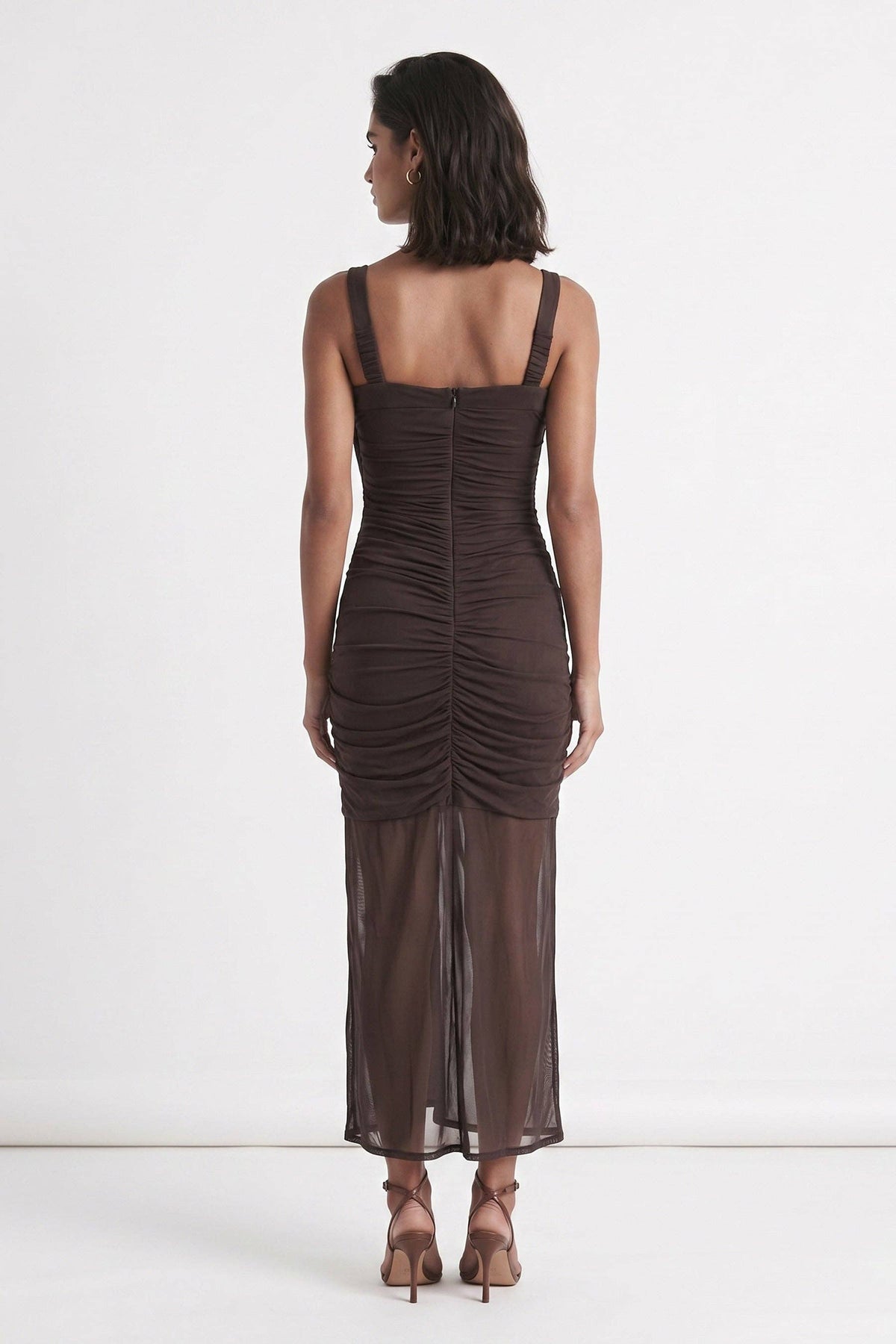 Selene Draped Mesh Dress