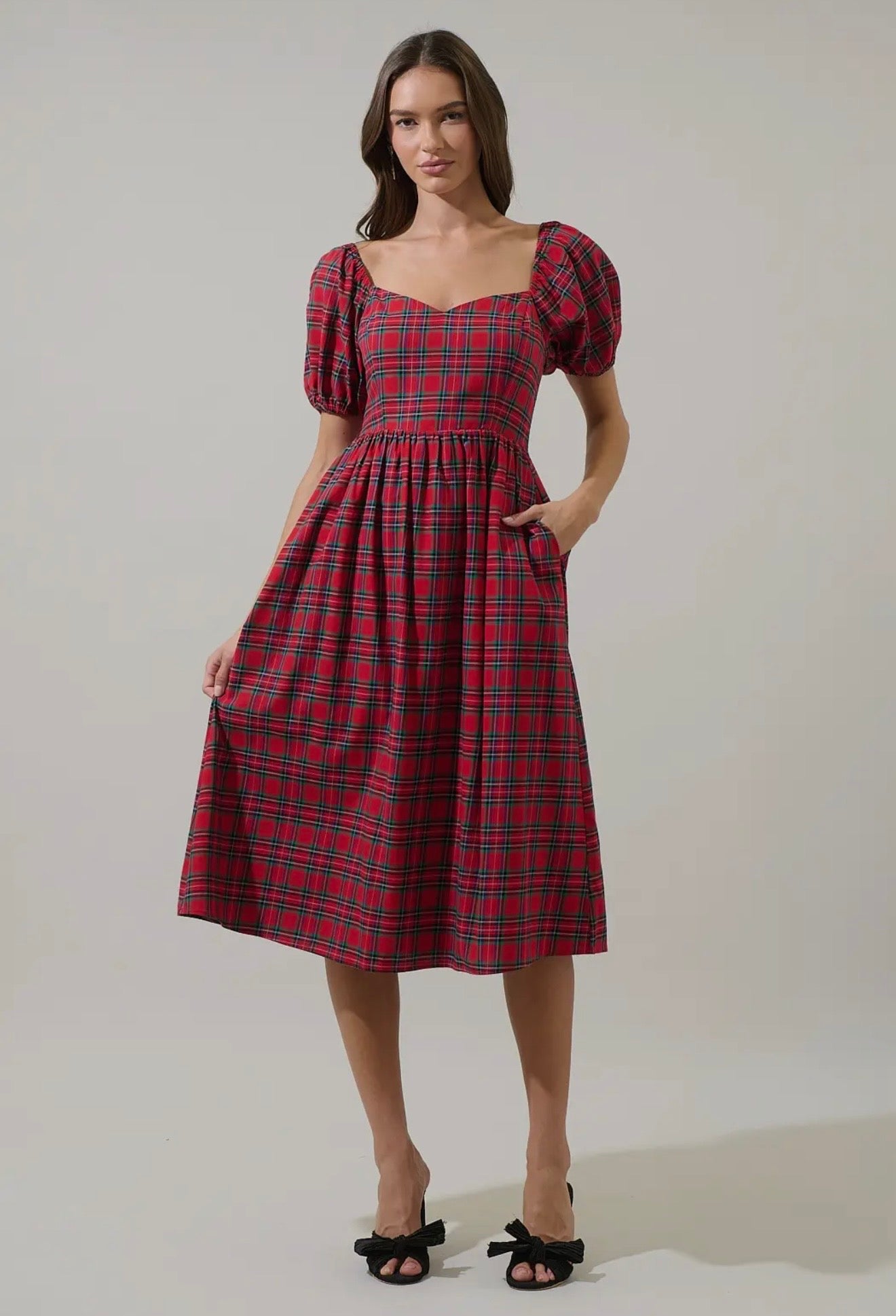 Lauren Plaid Midi Dress