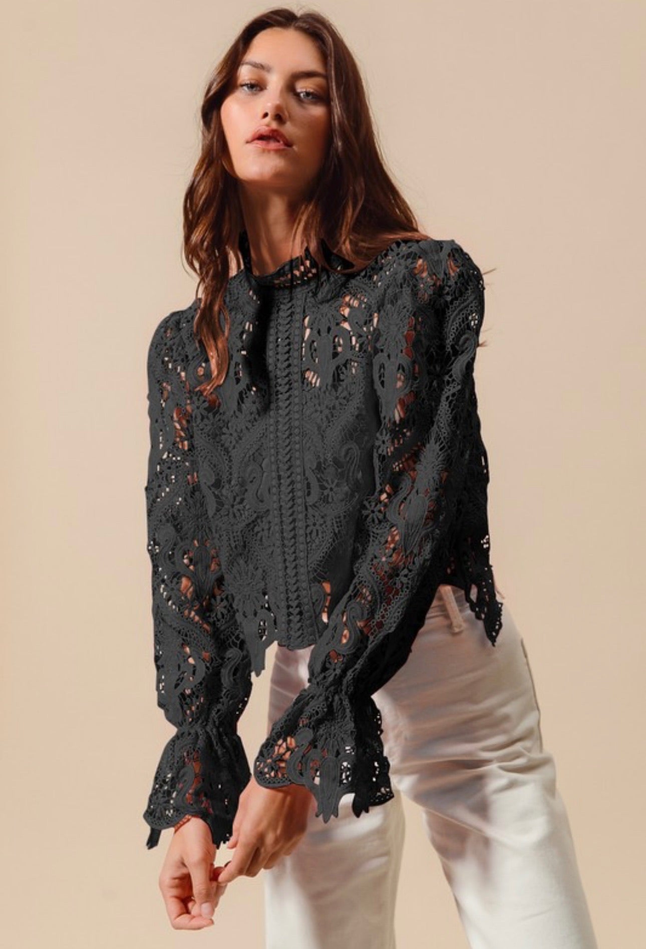 YILON イロン FLEUR LACE BLOUSE BLACK Fleur lace blouse – YILON