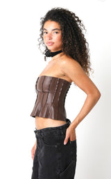 Monica Pleated Leather Top