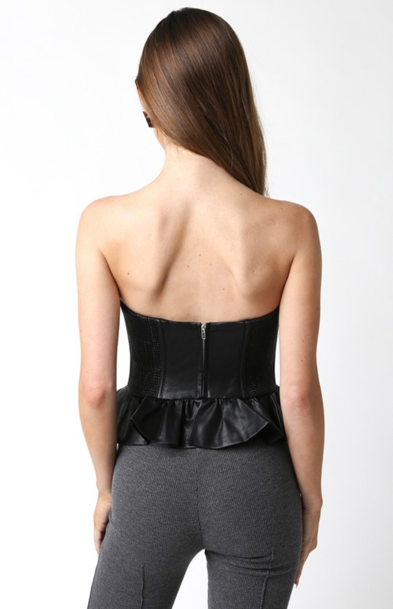 Colby Leather Corset Ruffle Top