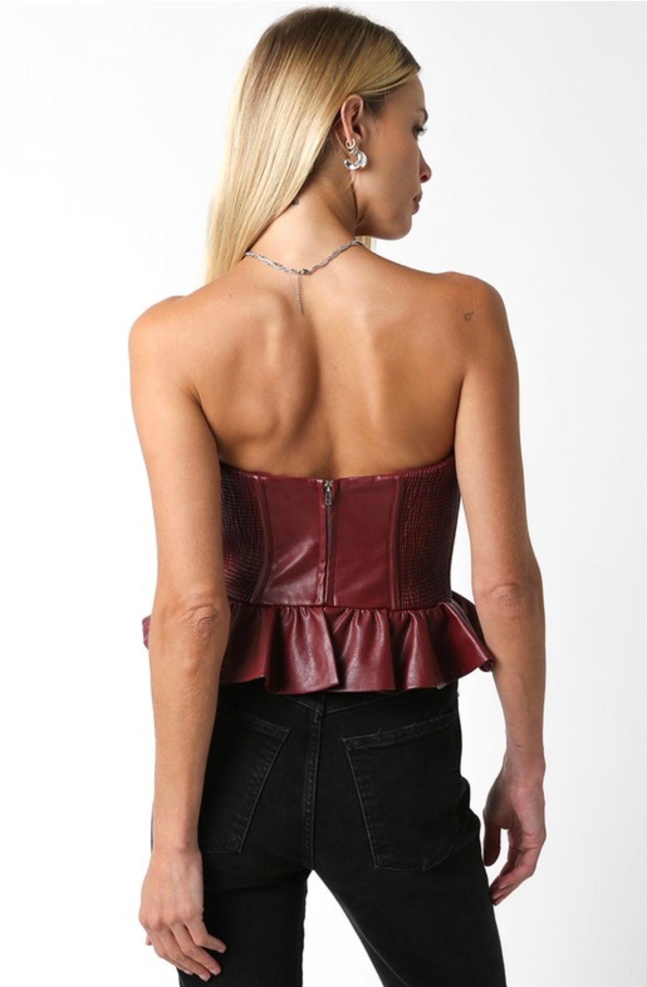 Colby Leather Corset Ruffle Top