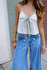 Perfect Lace Top Polka Dot