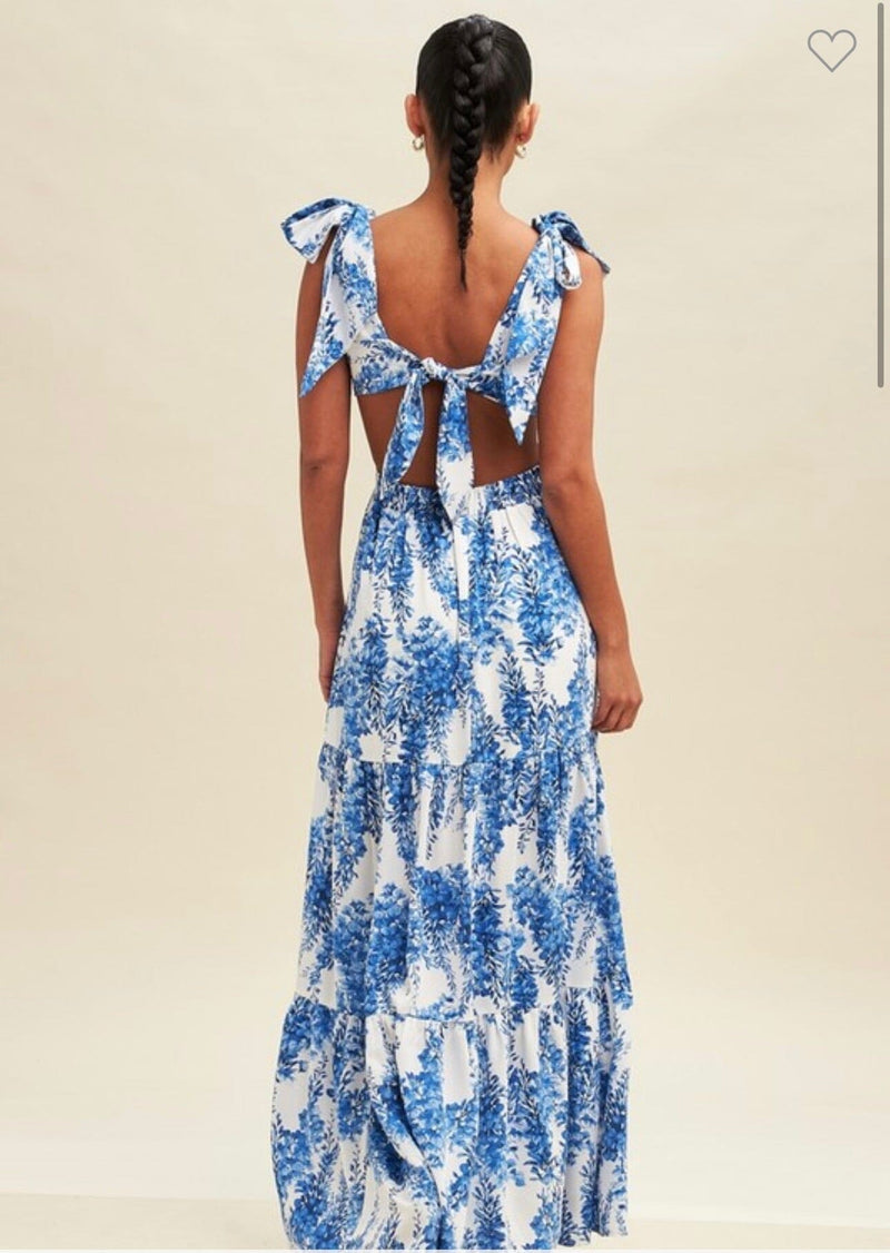 Blue Blooms Maxi Dress Dresses 