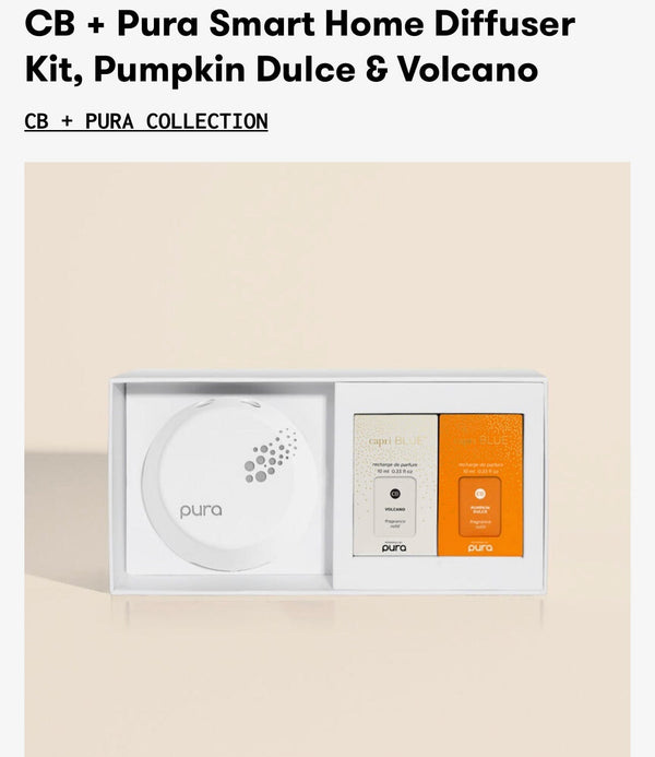 CB + Pura Smart Home Diffuser Kit, Pumpkin Dulce & Volcano 