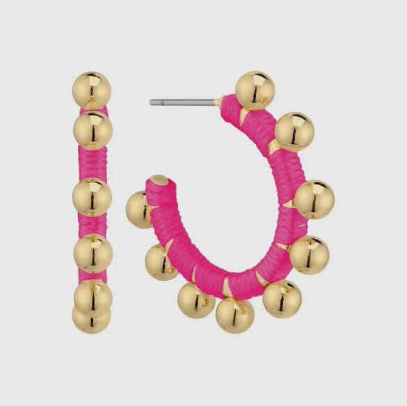 Gold and Pink Stud Hoops Jewelry 