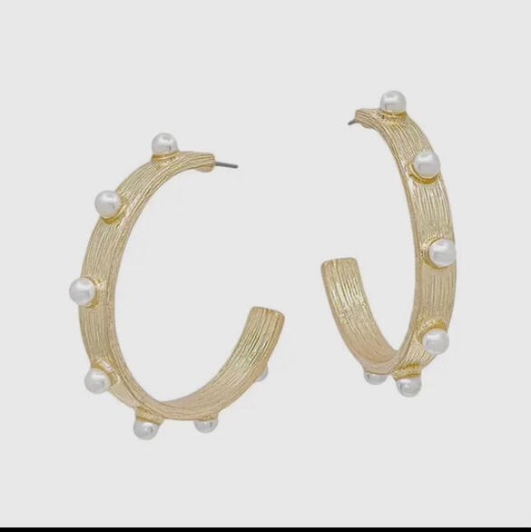 Gold & Pearl Studded Hoops Jewelry 