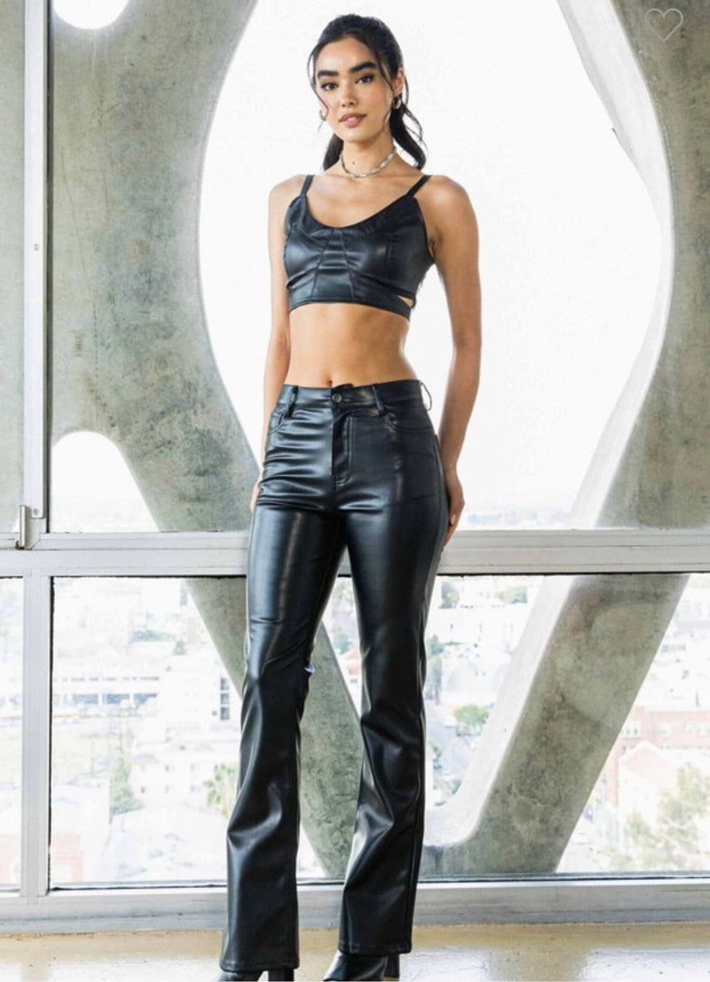 Leather Flare Pants Bottoms 