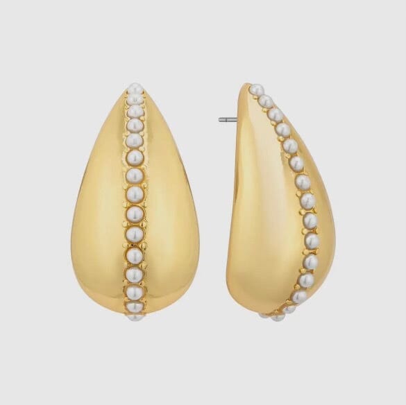 Pearl and Gold Teardrop Studs Jewelry 