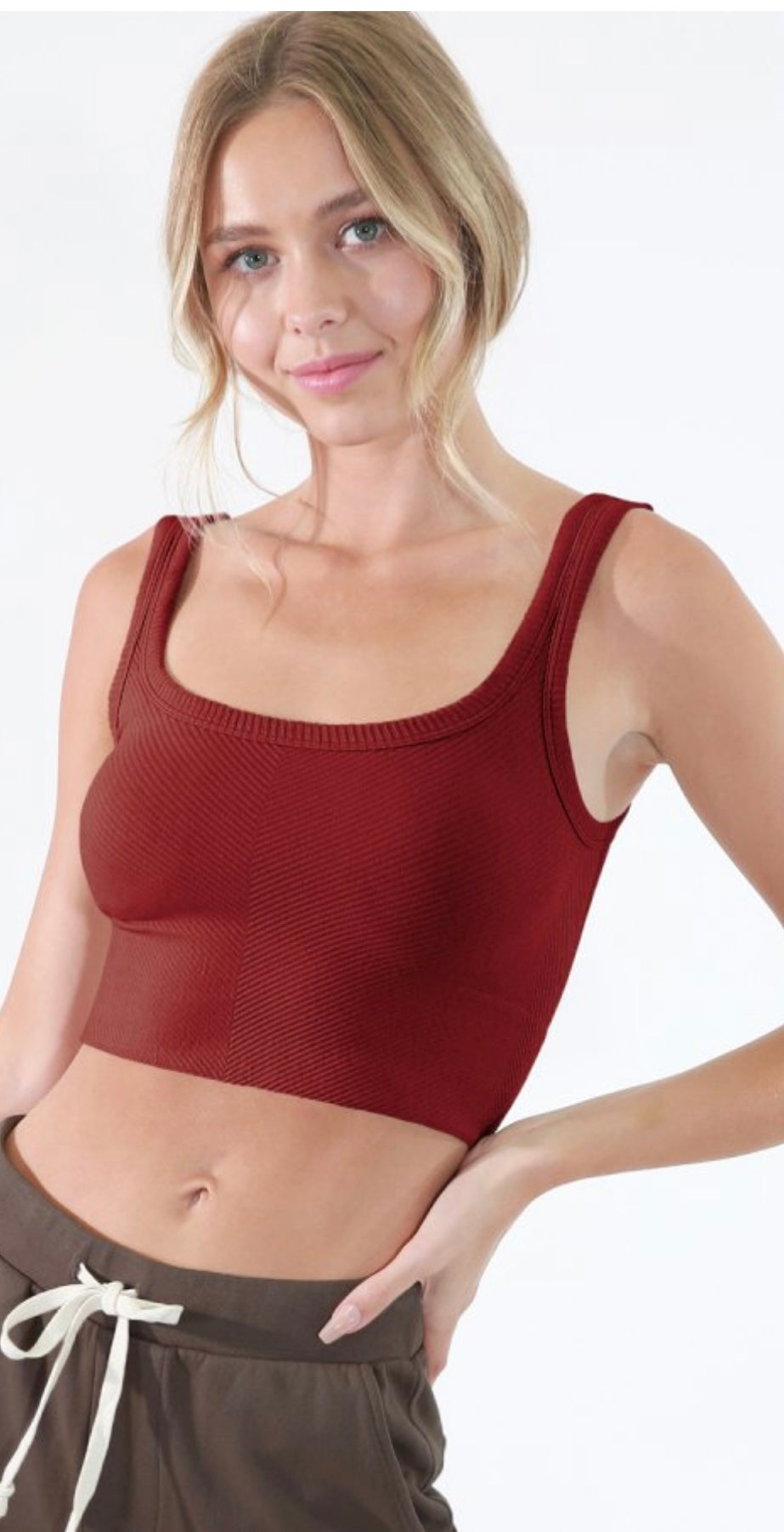 Chevron Ribbed Crop Top Tops 
