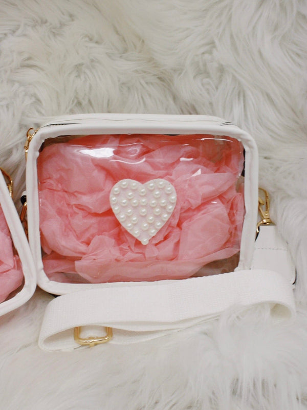 Clear Pearl Heart Bag Handbag & Wallet Accessories 