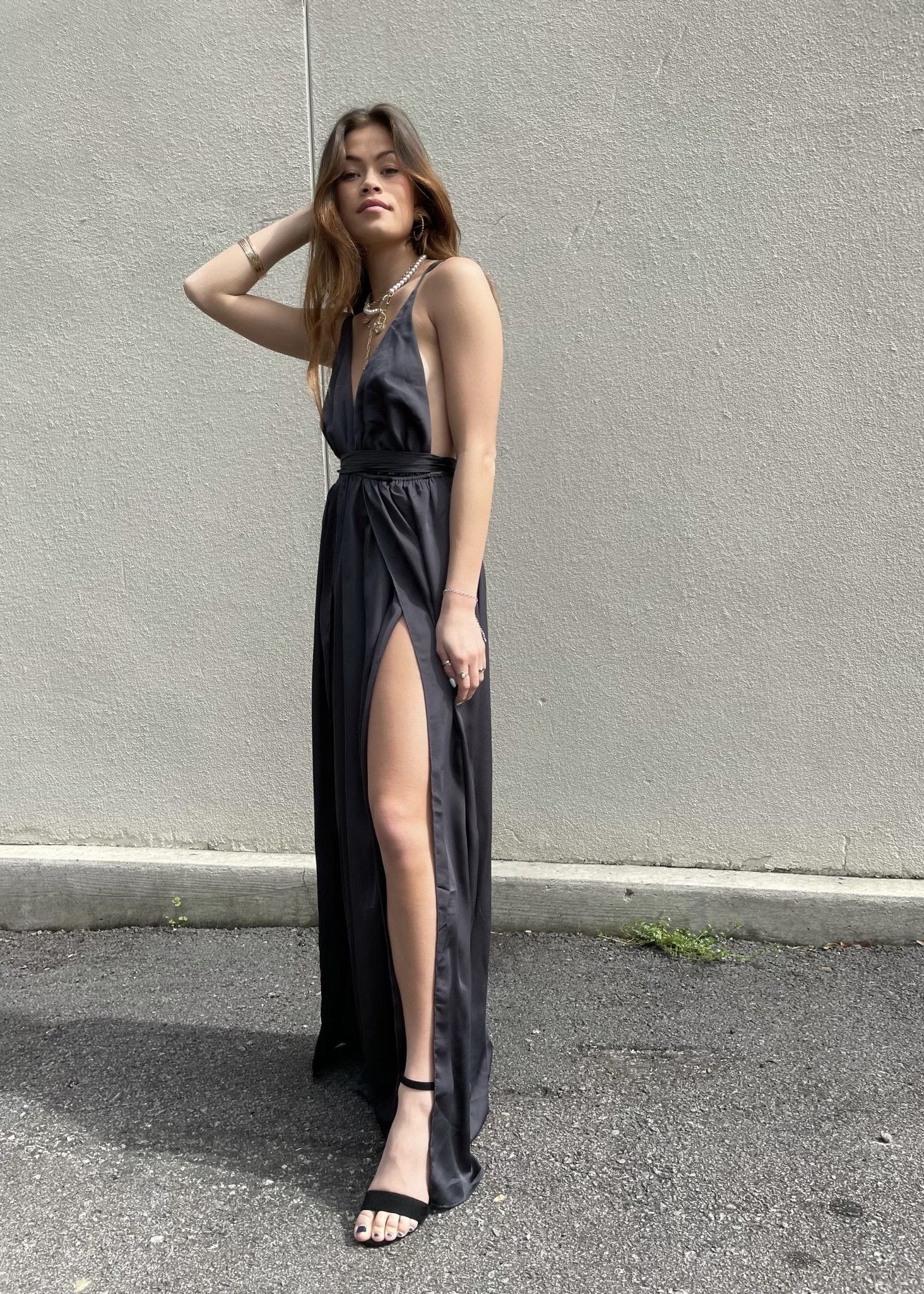 Desert Rose Satin Maxi Dresses 
