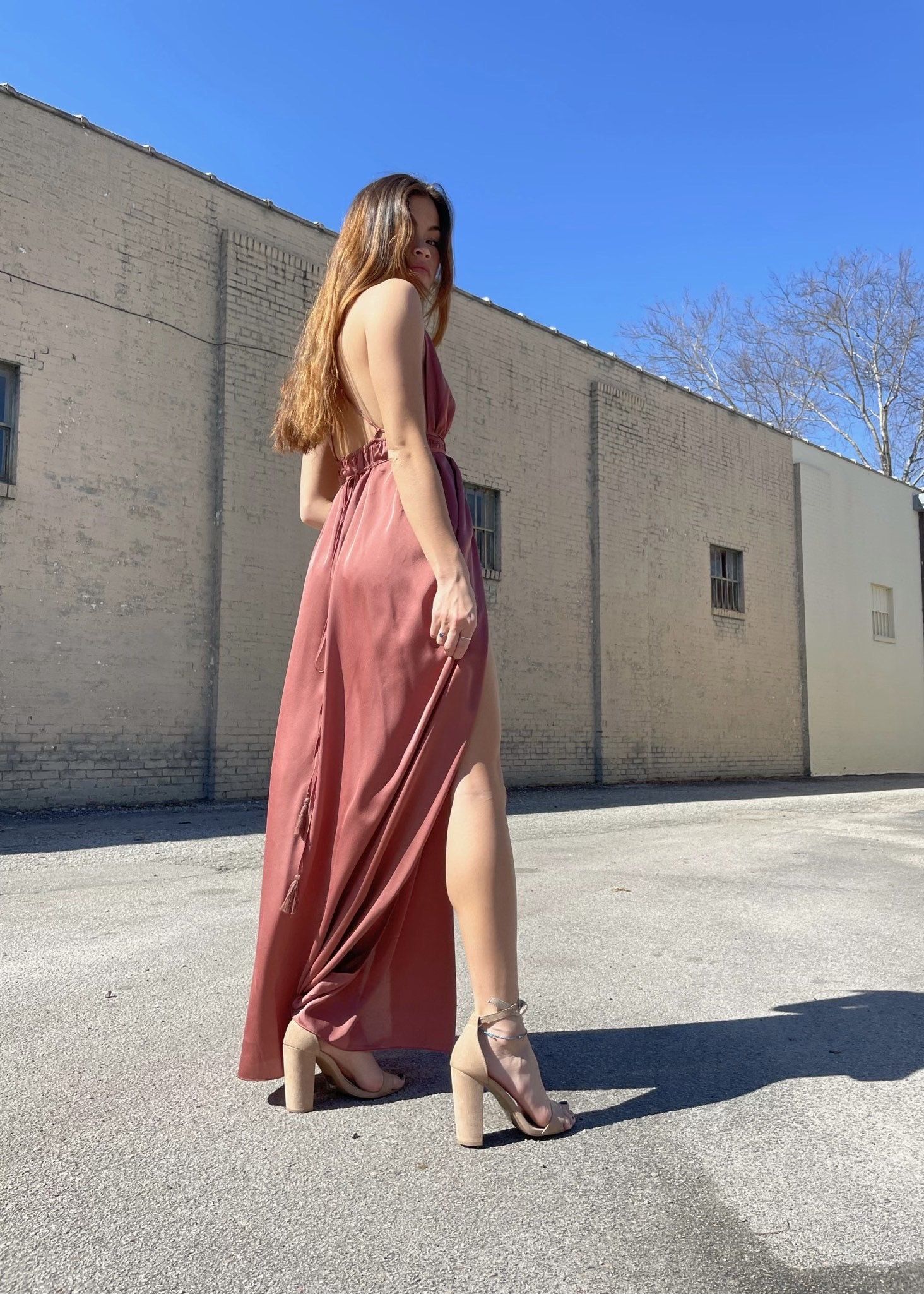 Desert Rose Satin Maxi Dresses 