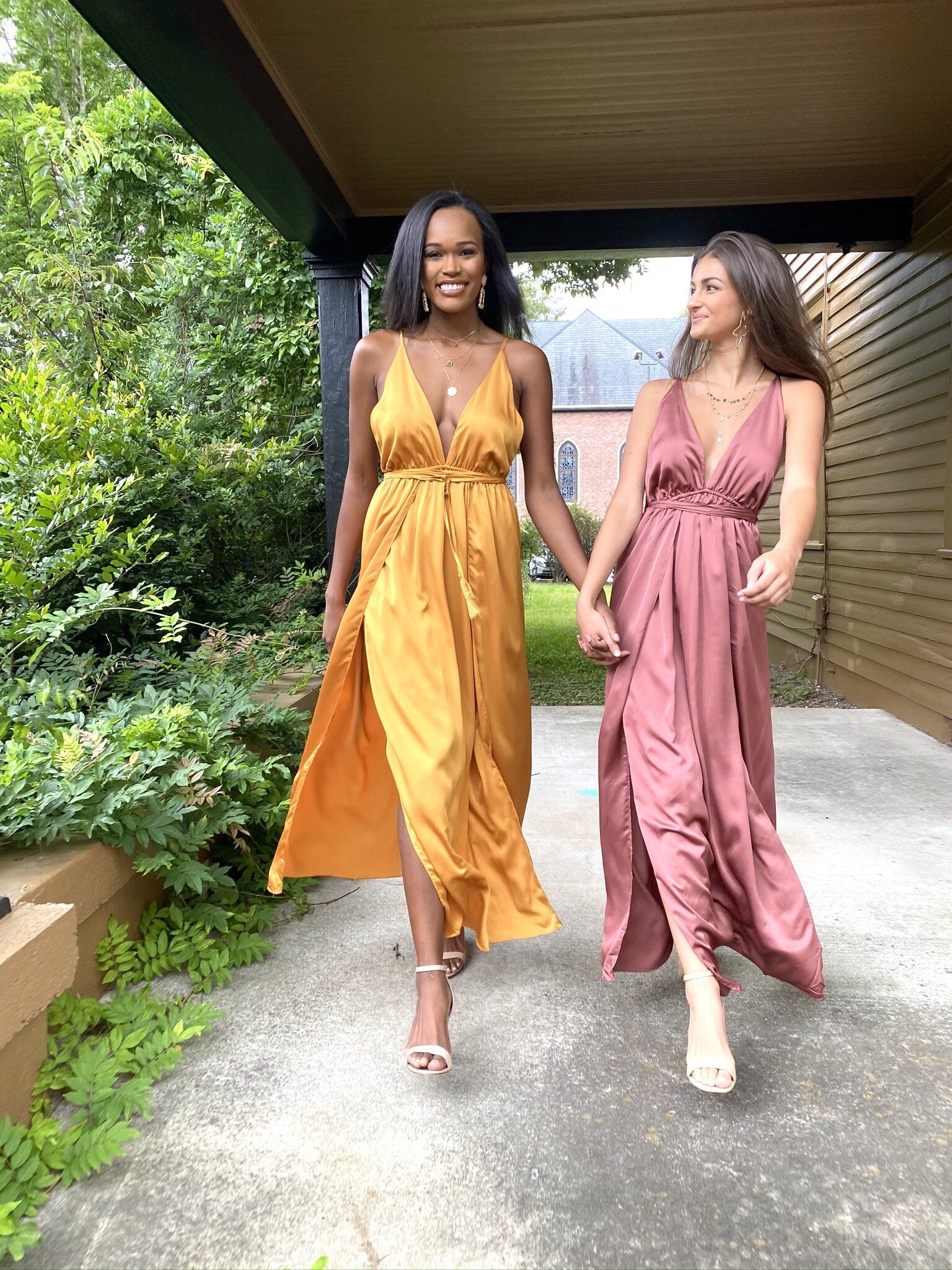 Desert Rose Satin Maxi Dresses 