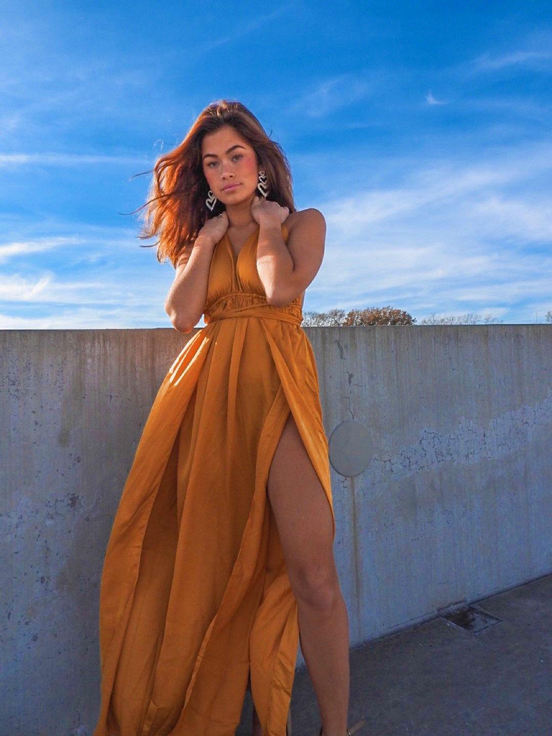 Desert Rose Satin Maxi Dresses 