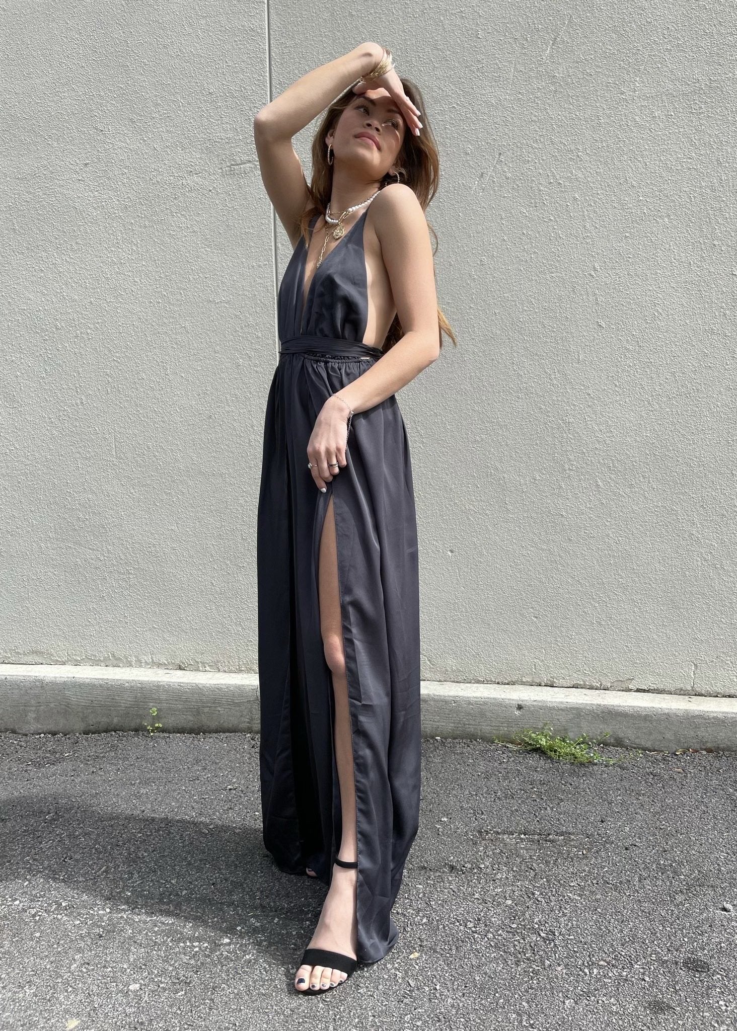 Desert Rose Satin Maxi Dresses 