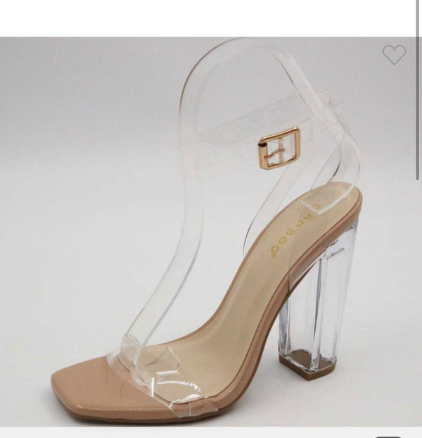 Glass Strap Slipper Heel Shoes 