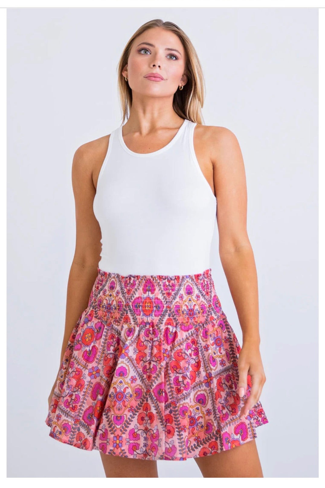 Karlie Pink Print Skort Bottoms 
