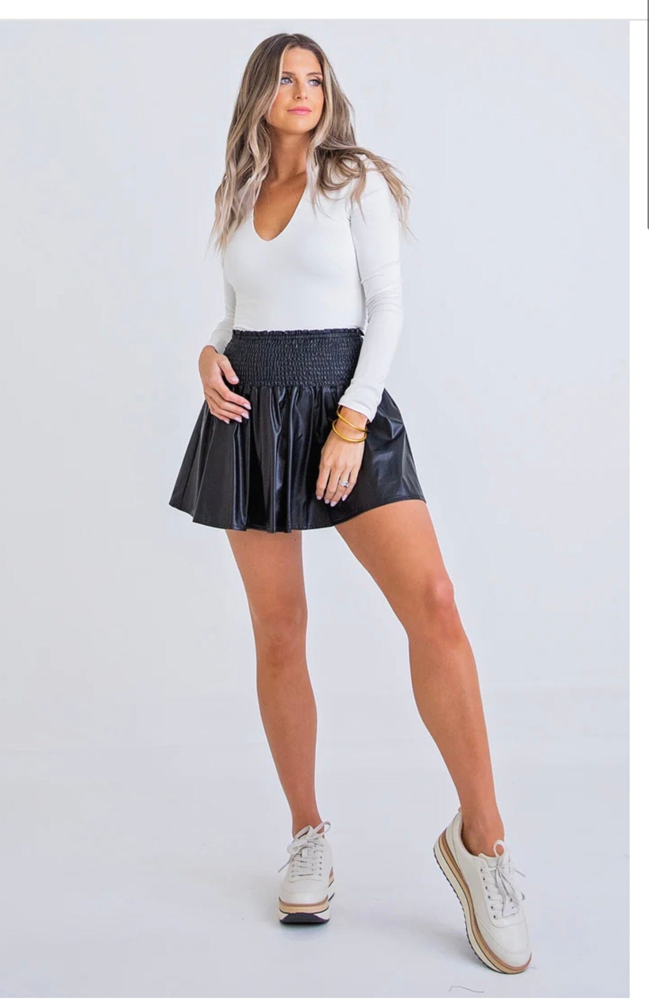 Karlie Pleather Smock Skort Bottoms 