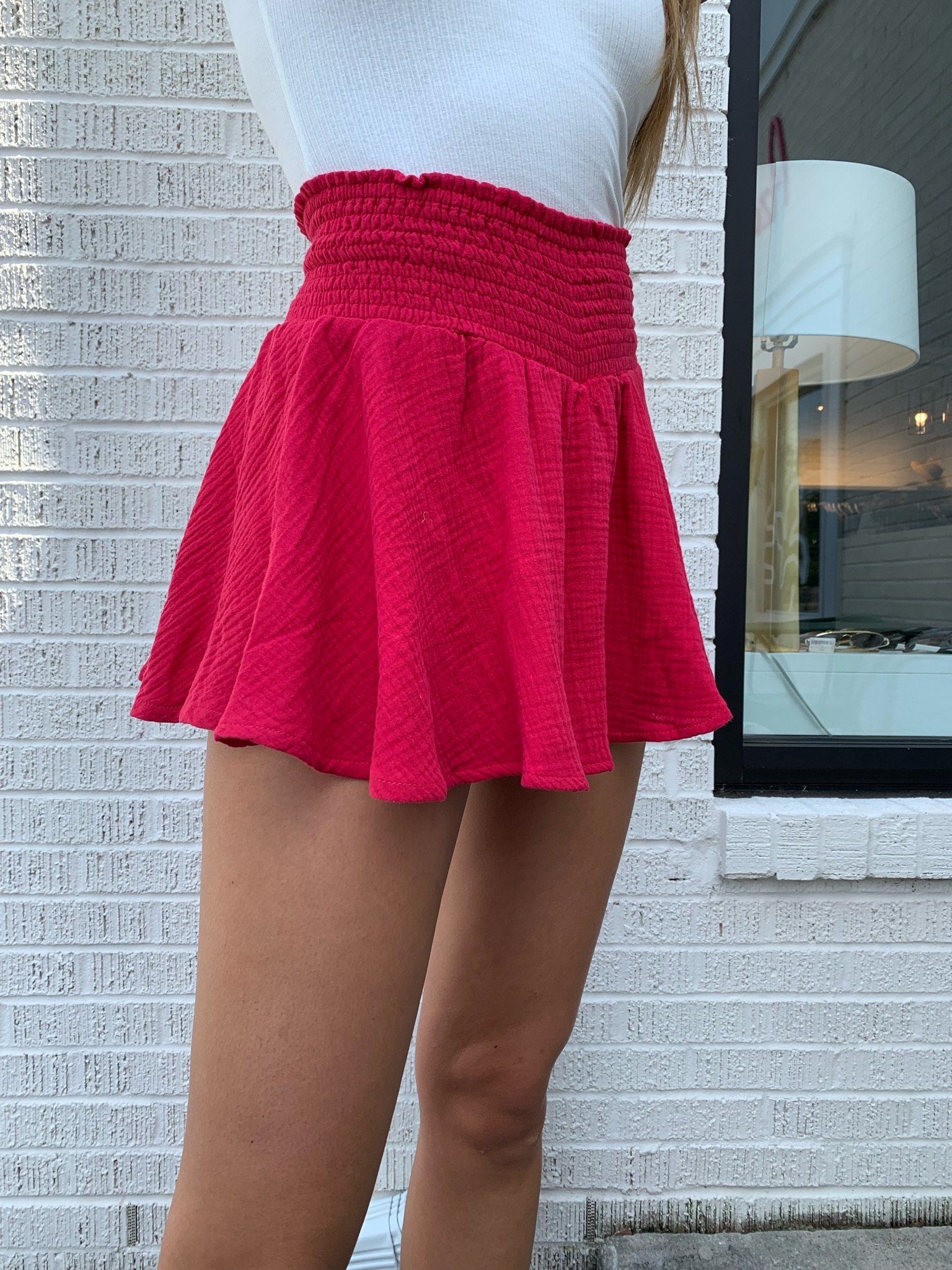 Karlie Red Smock Waist Skort Bottoms 