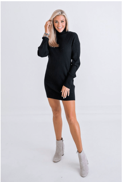 Karlie Ribbed Sweater Dress Dresses 