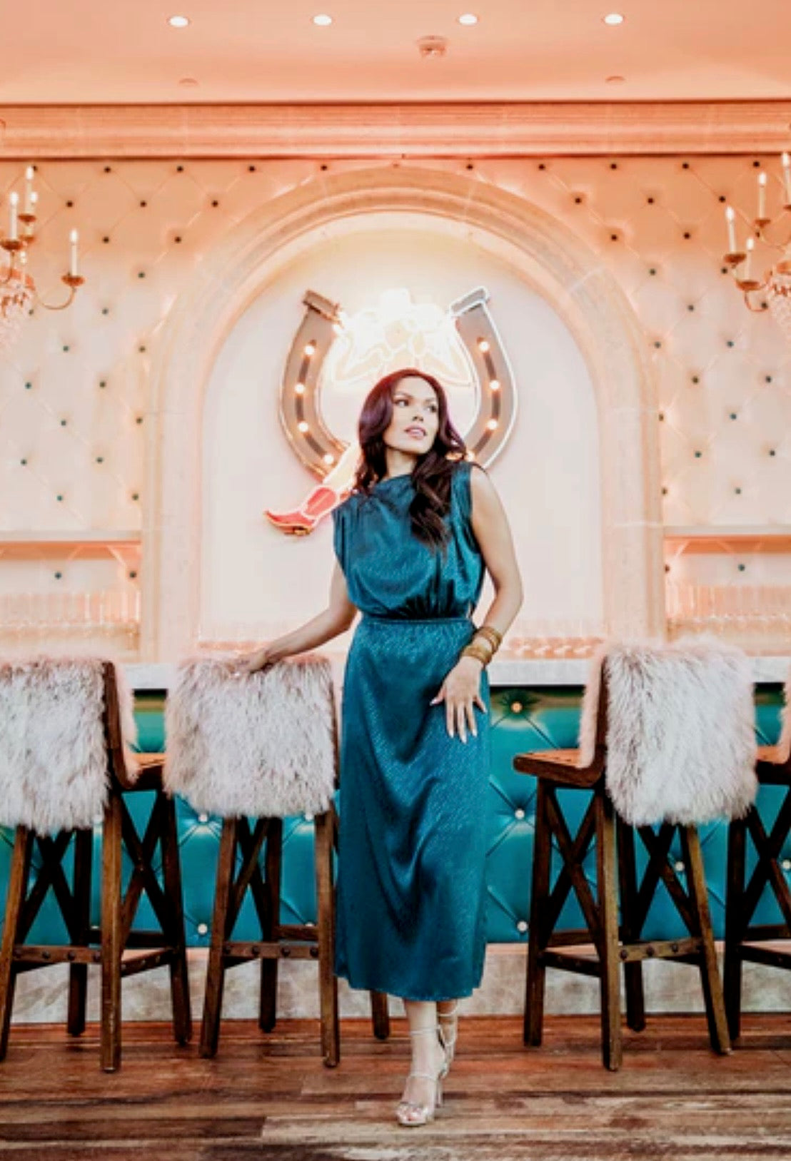 Karlie Satin Forest Dress Dresses 