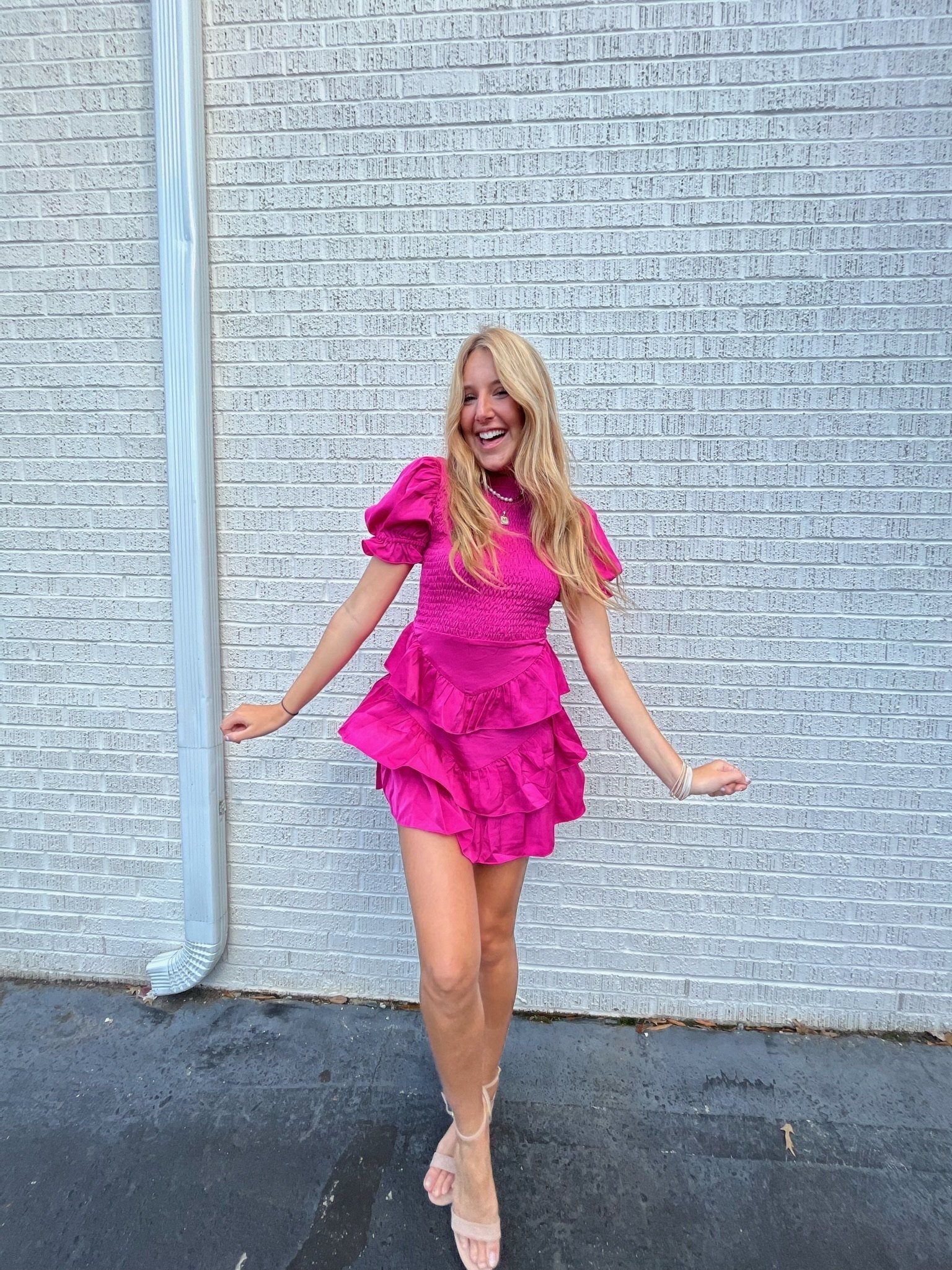 Karlie Satin Smock Tier Dress Dresses 
