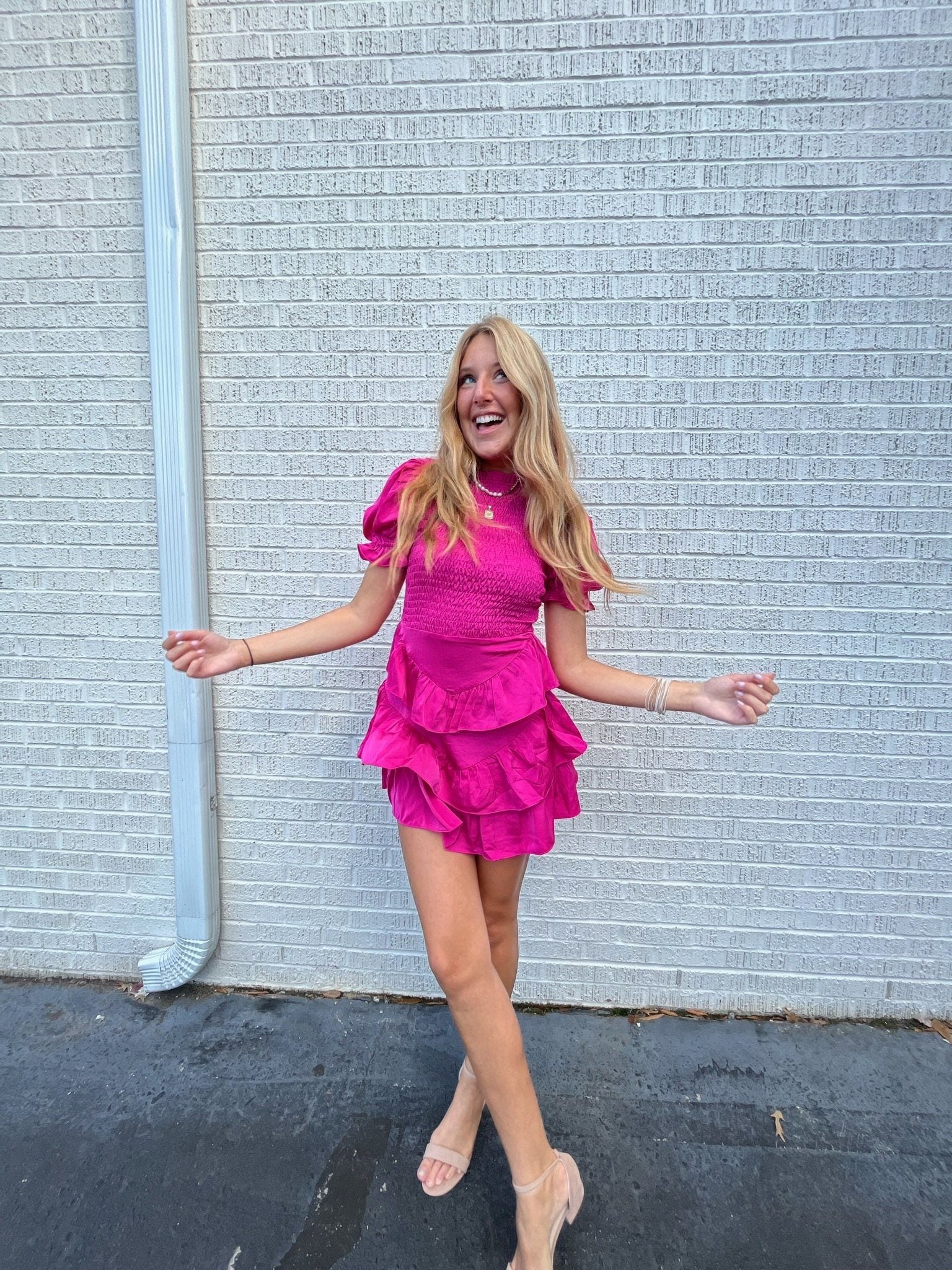 Karlie Satin Smock Tier Dress Dresses 
