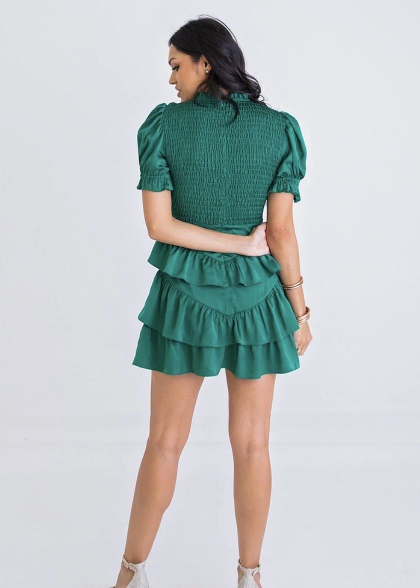 Karlie Satin Smock Tier Dress Karlie Satin Smock Tier Dress