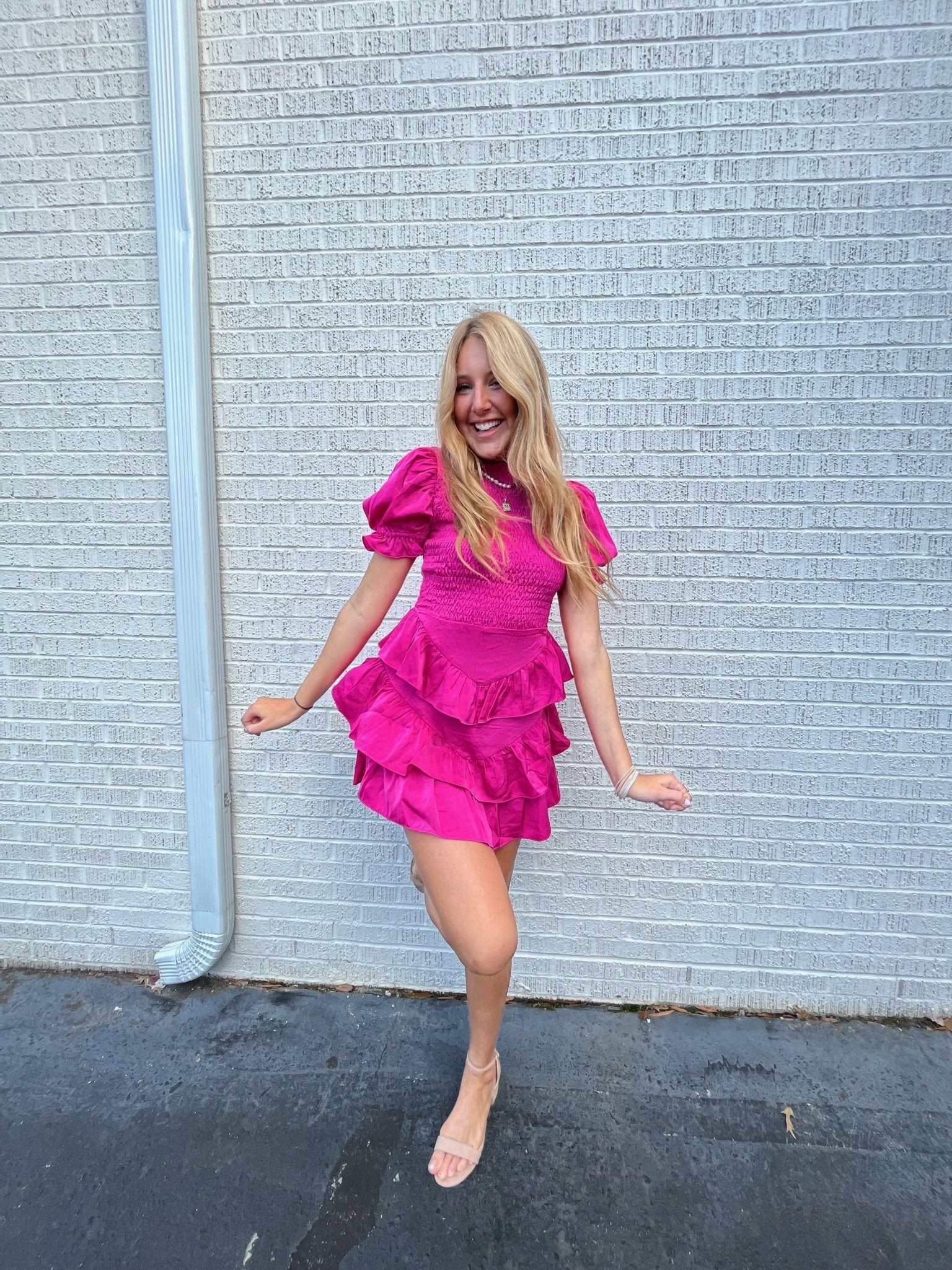 Karlie Satin Smock Tier Dress Dresses 