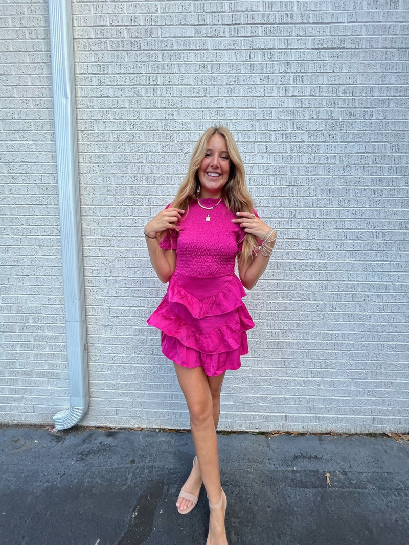 Karlie Satin Smock Tier Dress Dresses 