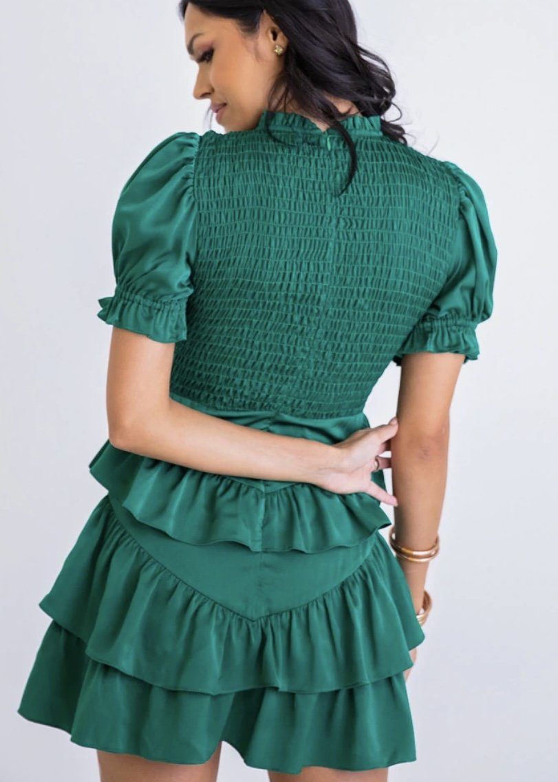 Karlie Satin Smock Tier Dress Dresses 