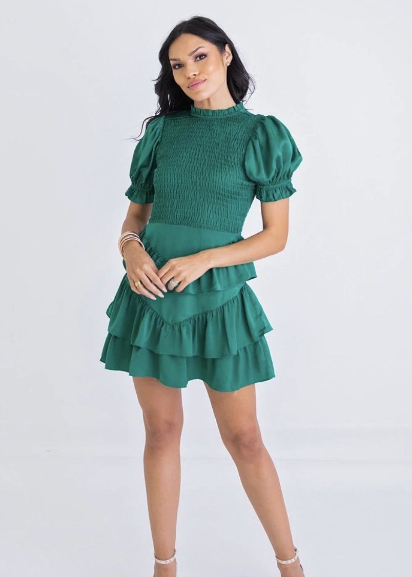 Karlie Satin Smock Tier Dress Dresses 